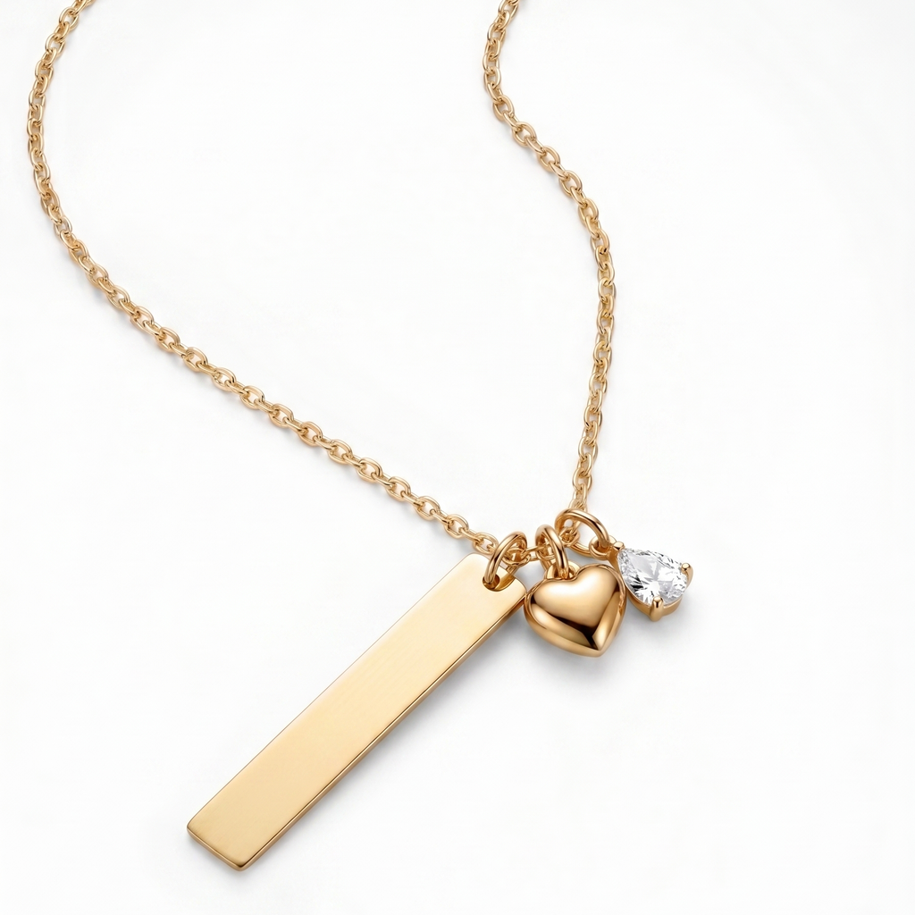 18k gold plated engraved heart necklace for women – Heart of Gold personalised pendant India