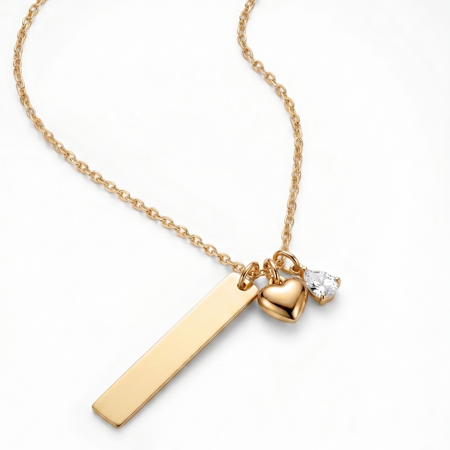 18k gold plated engraved heart necklace for women – Heart of Gold personalised pendant India