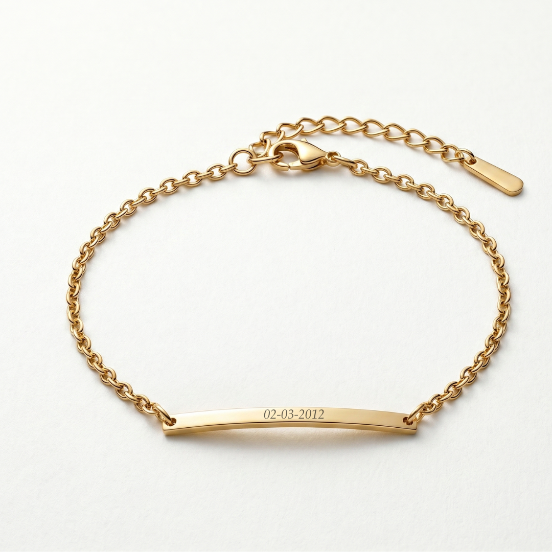 Personalised engraved heart gold bracelet for women – Heartsong custom anti-tarnish bracelet India

