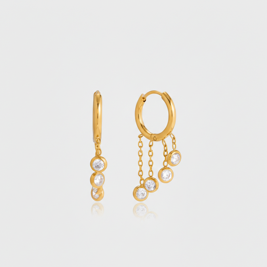 Iris gold drop earrings for women – elegant anti-tarnish dangle earrings India