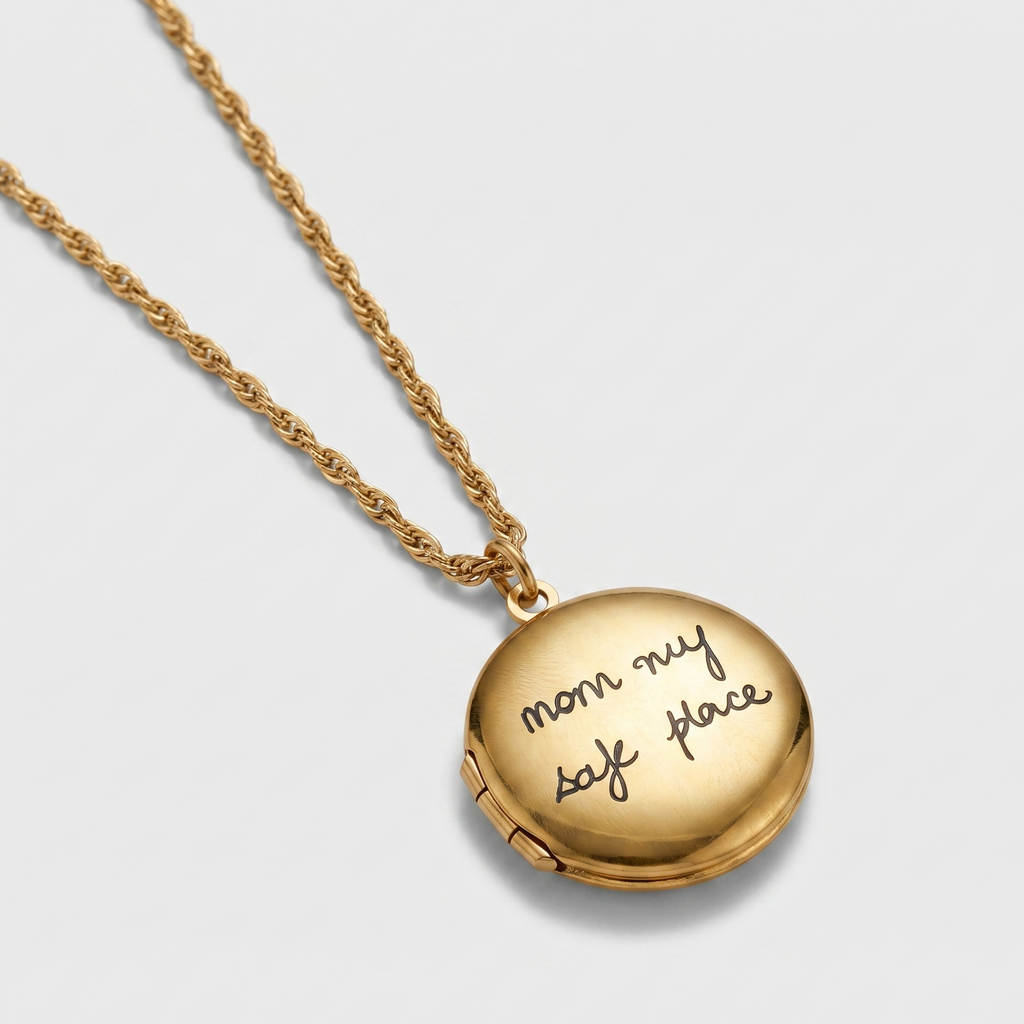 Personalised engraved gold necklace for women – My First Love custom name necklace India