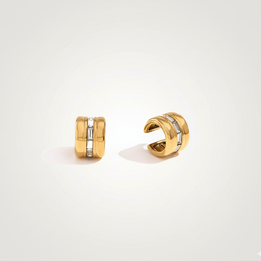 Mystic Ear Cuff revealing the durable gold construction and elegant channel-set white stones designed for effortless everyday styling in India.