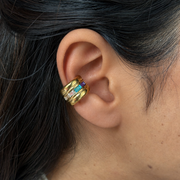 Mystic Ear Cuff revealing the durable gold construction and elegant channel-set multi-colored stones designed for effortless everyday styling in India.