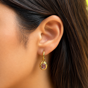 Pink Gem Hoops highlighting the fresh feminine charm and waterproof finish perfect for an effortless everyday aesthetic in India.