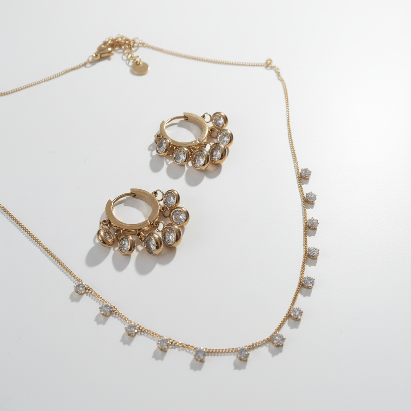 Radiance gold jewellery combo set for women – anti-tarnish earring necklace combo India