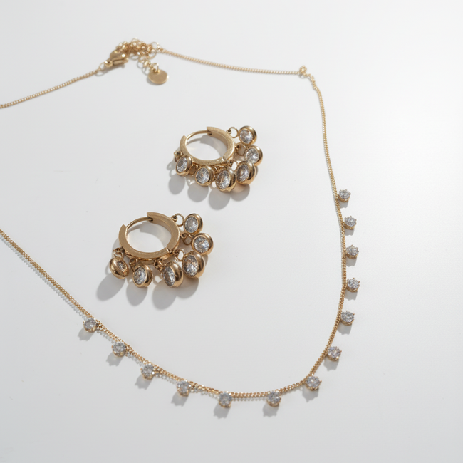Radiance gold jewellery combo set for women – anti-tarnish earring necklace combo India