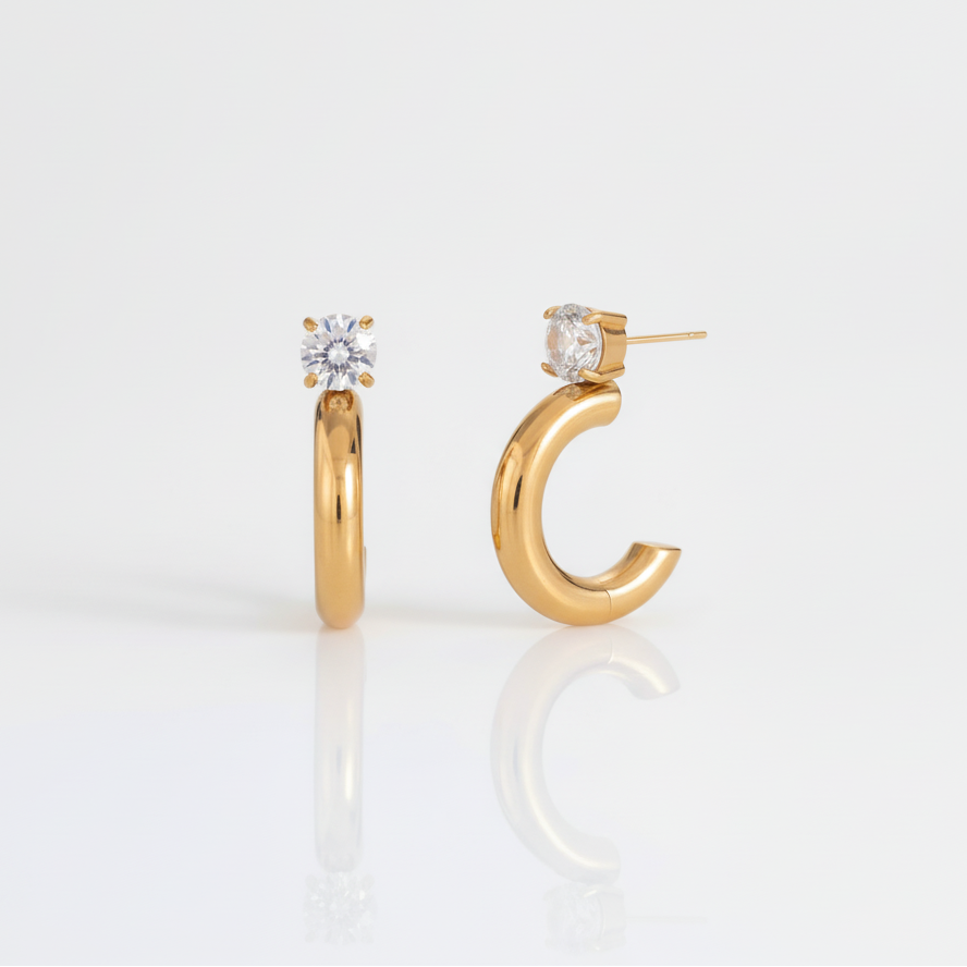 Riva gold stud earrings for women – anti-tarnish minimal everyday earrings India