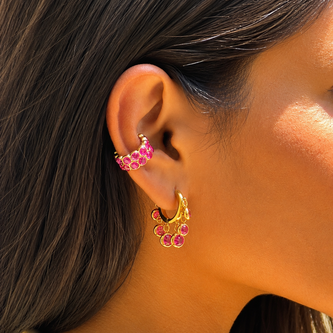 Royal Exotic Huggies Pink with sparkling pink stones for statement occasion styling