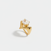 Sculpted shine gold-plated ring for women - anti-tarnish waterproof ring India