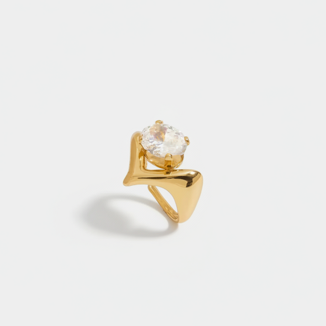 Sculpted shine gold-plated ring for women - anti-tarnish waterproof ring India