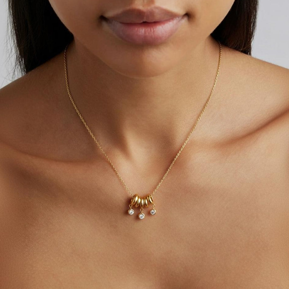 Selena necklace on model – gold-plated layered chain necklace for women India