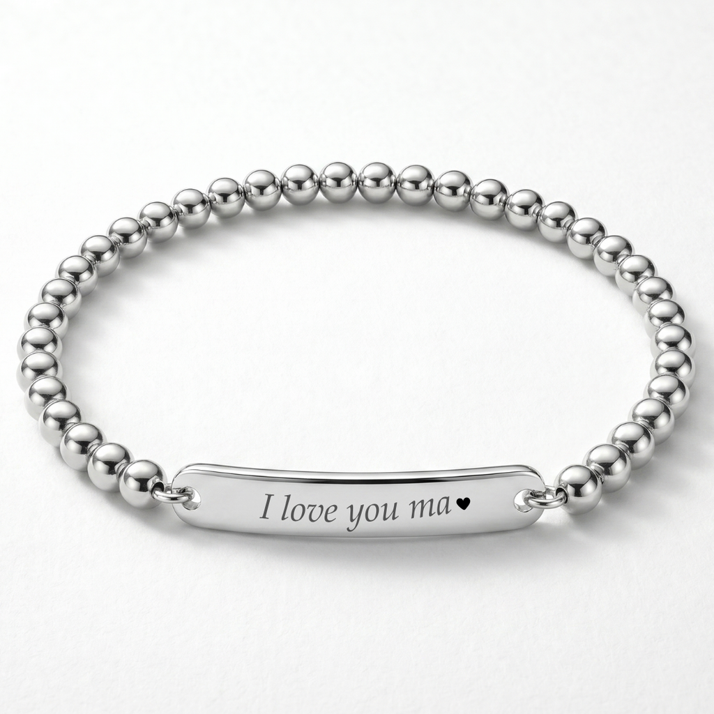 Personalised engraved protection bracelet for women – Sentinel custom gold name bracelet India