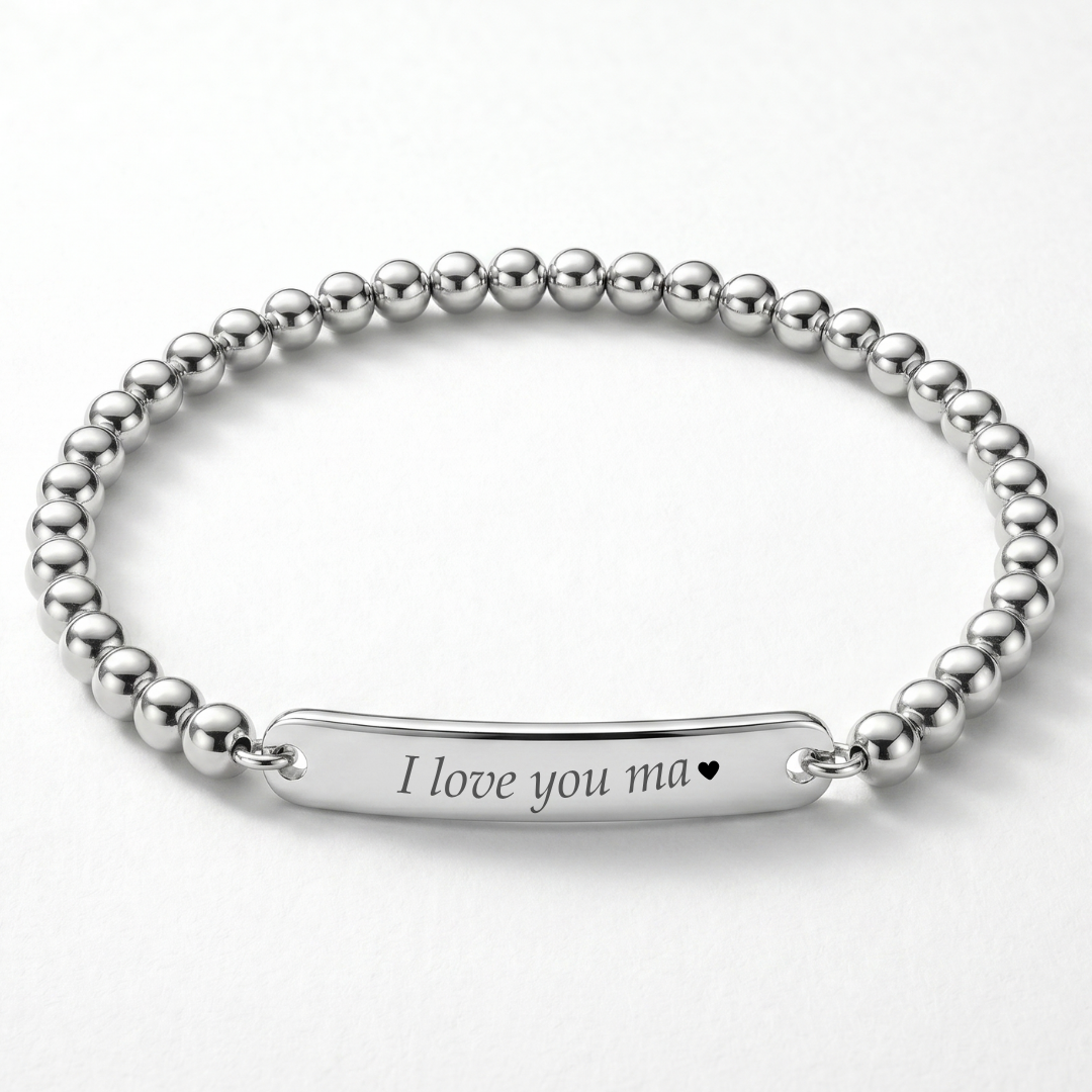 Personalised engraved protection bracelet for women – Sentinel custom gold name bracelet India