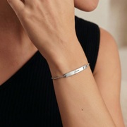 Personalised engraved bar bracelet in gold and silver – Signature Bar custom name bracelet India