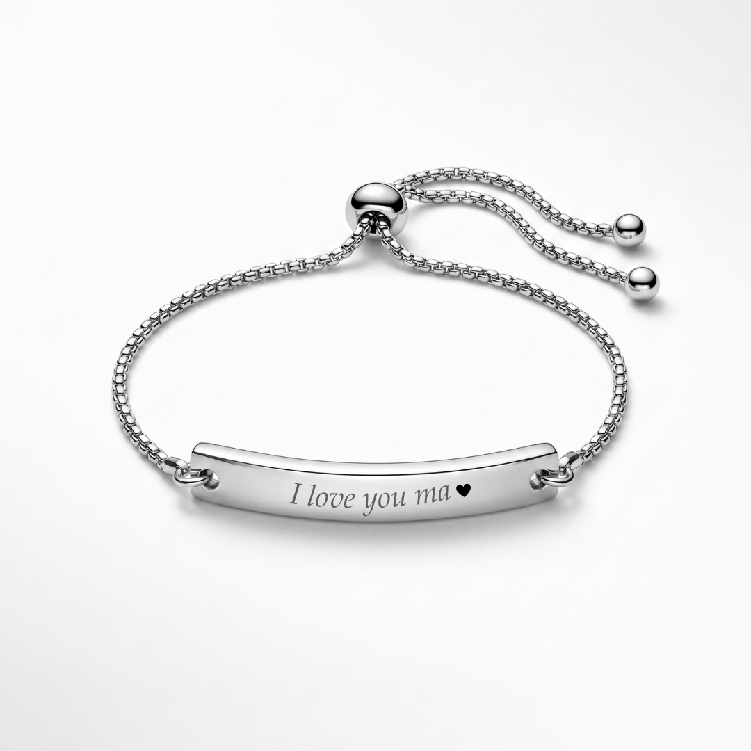 Personalised engraved bar bracelet in gold and silver – Signature Bar custom name bracelet India