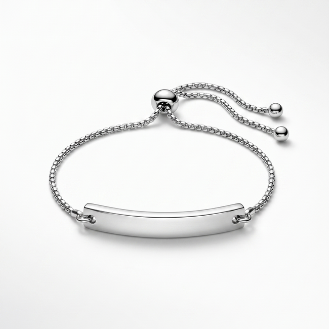 Personalised engraved bar bracelet in gold and silver – Signature Bar custom name bracelet India