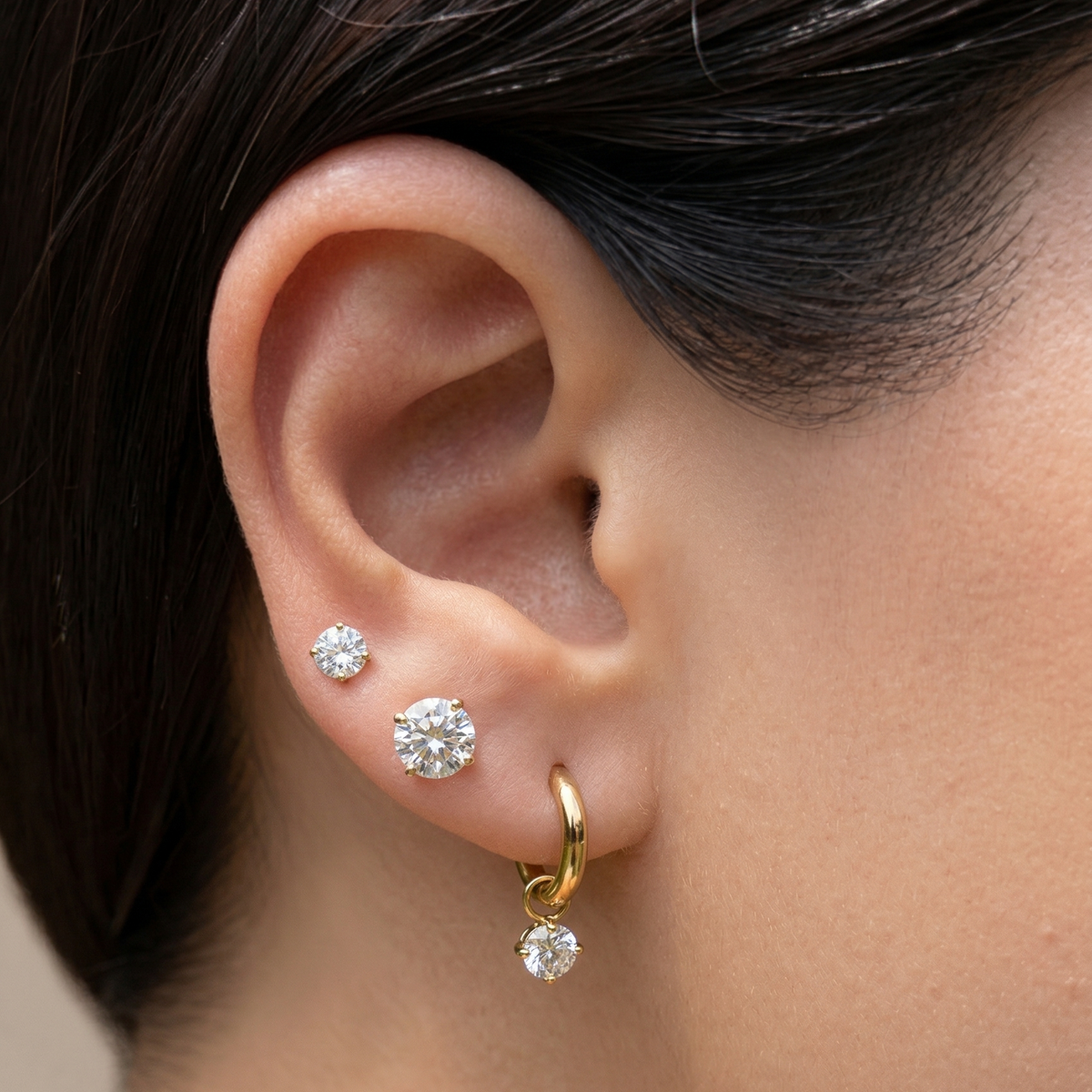 Stacked in Gold Set styled in a minimal ear stack India