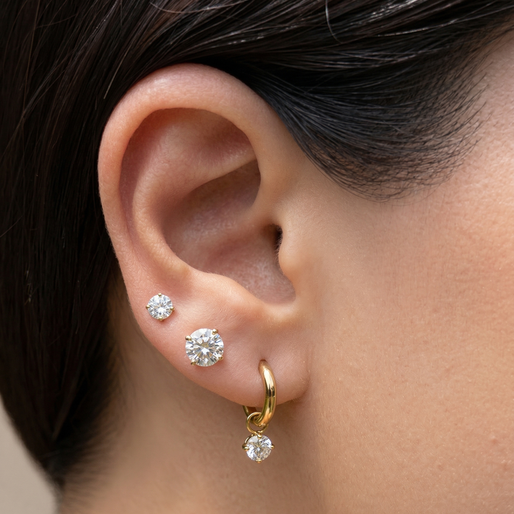 Stacked in Gold Set styled in a minimal ear stack India