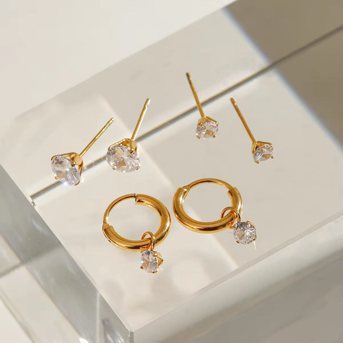 Stacked in Gold – close-up gold-plated earring cuff set for women India
