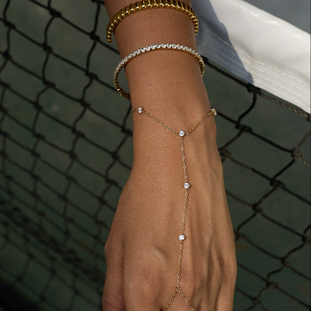 Starlit gold hand chain bracelet for women – anti-tarnish waterproof hand chain India