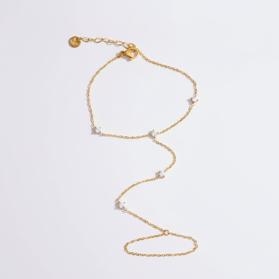 Starlit hand chain – gold-plated hand chain lifestyle styled photo women India