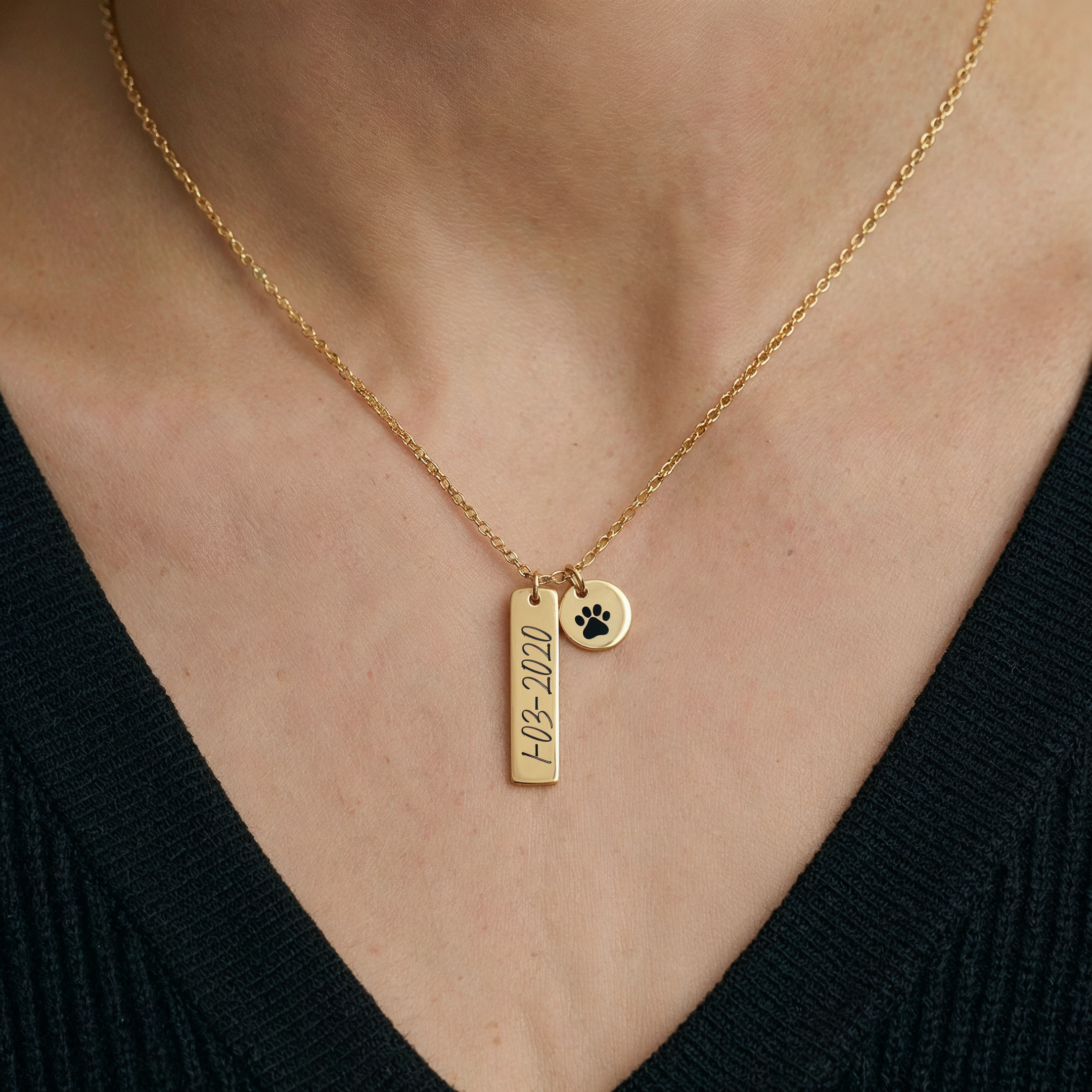 18k gold plated personalised engraved charm necklace – Timeless Tokens custom jewellery India