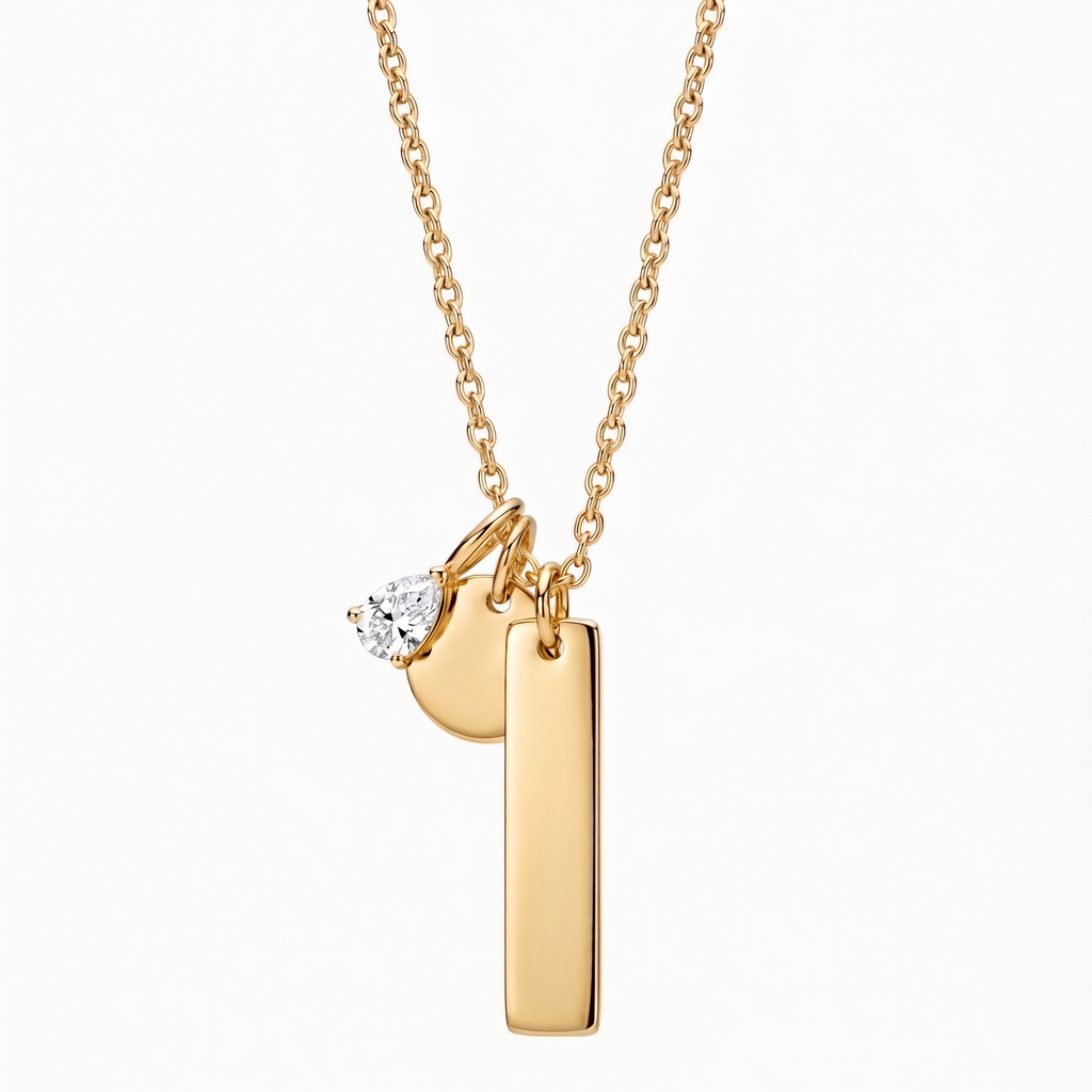 18k gold plated personalised engraved charm necklace – Timeless Tokens custom jewellery India
