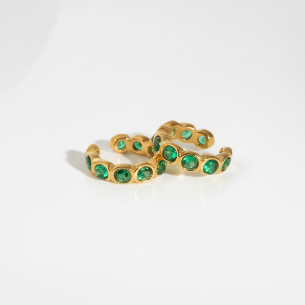 Tropical Pop Duo green stone ear cuff pair in waterproof 18k gold-plated stainless steel.