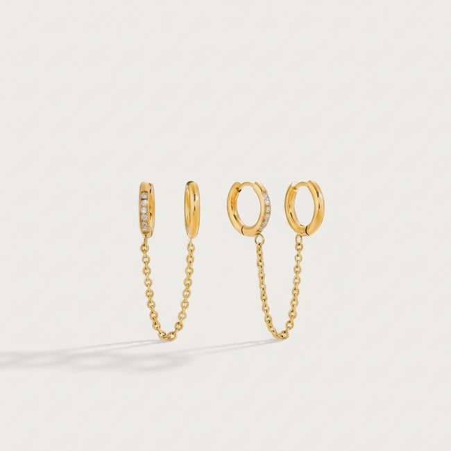 Twin Loop Earrings – chain hoop gold earrings for women India
